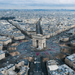 Aerial view of France by day.